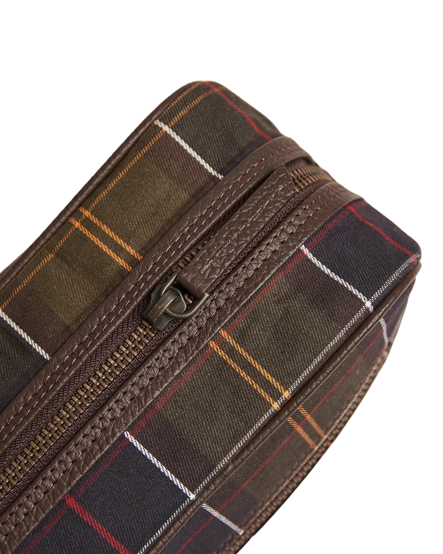 Tartan and Leather Washbag