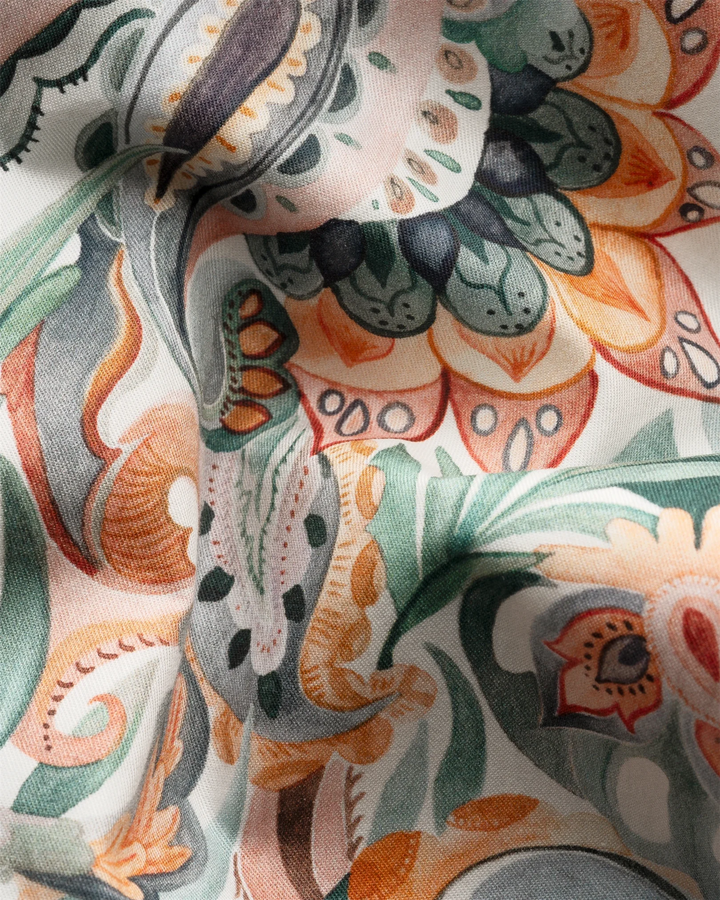 Multi Parrot Motif Signuature Twill Contemporary Shirt