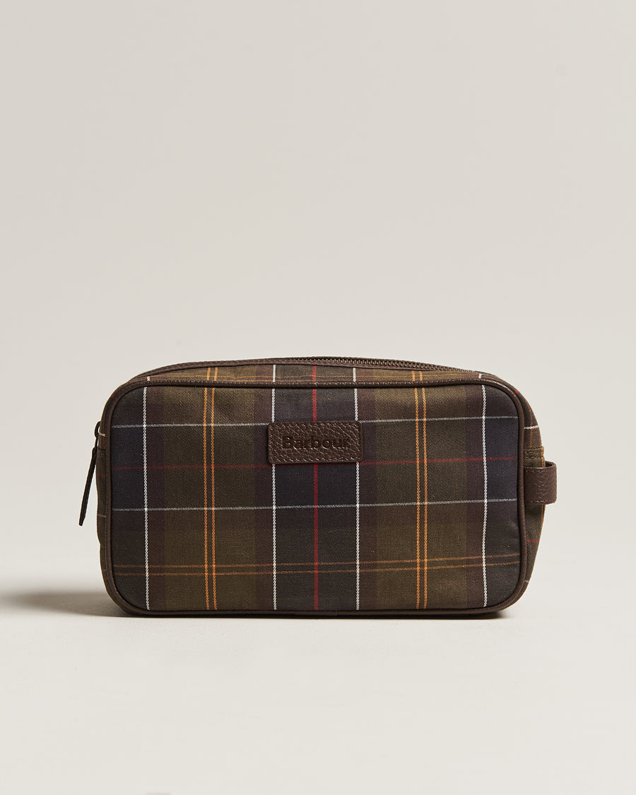 Tartan and Leather Washbag