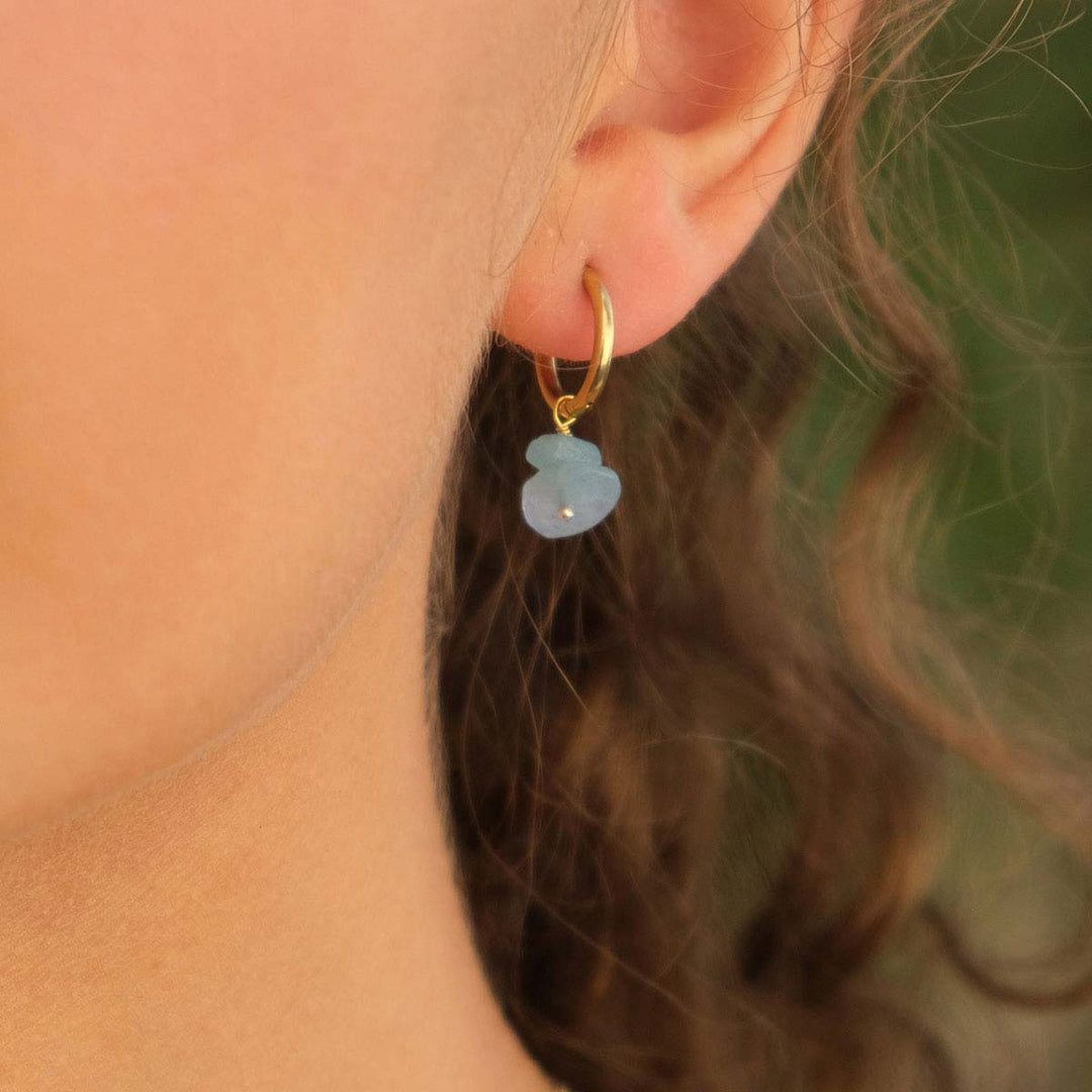 Earring aquamarine 13mm
