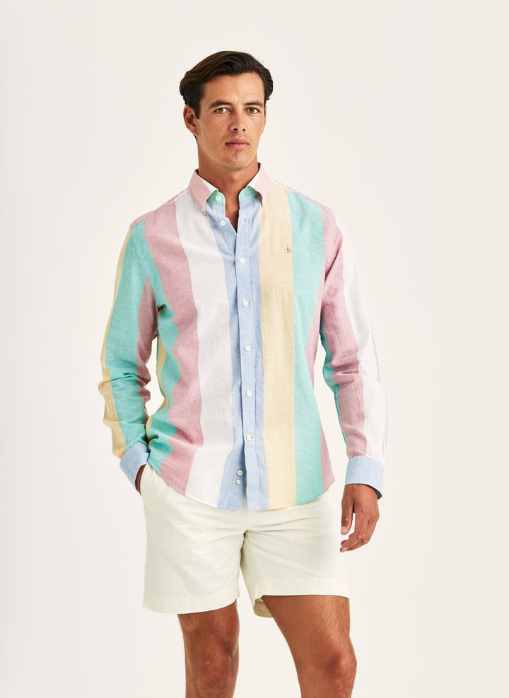 Happy Linen stripes shirt-classic fit