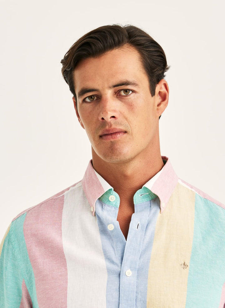 Happy Linen stripes shirt-classic fit