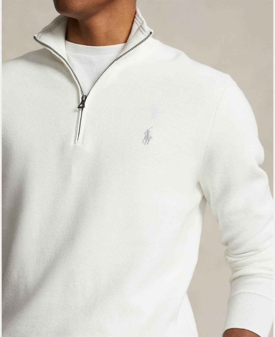 Mesh-Knit Cotton Quarter-Zip Sweater