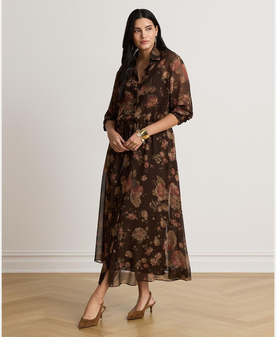 Floral Chiffon Shirtdress
