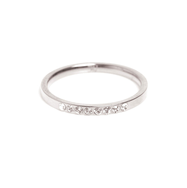 Ring steel thin w/crystals