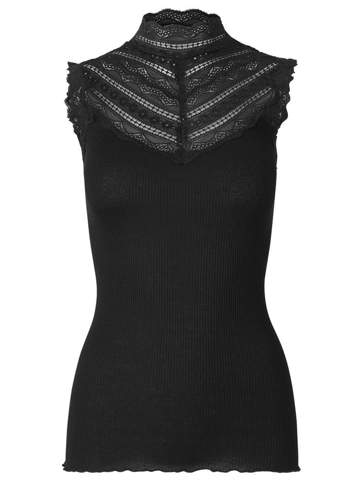 Benita Silk Turtleneck Lace Top