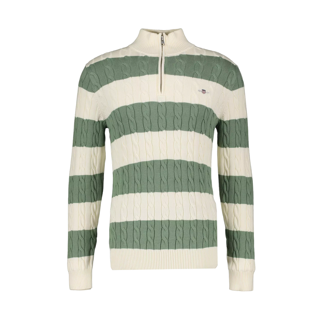 Striped Cotton Cable Half Zip