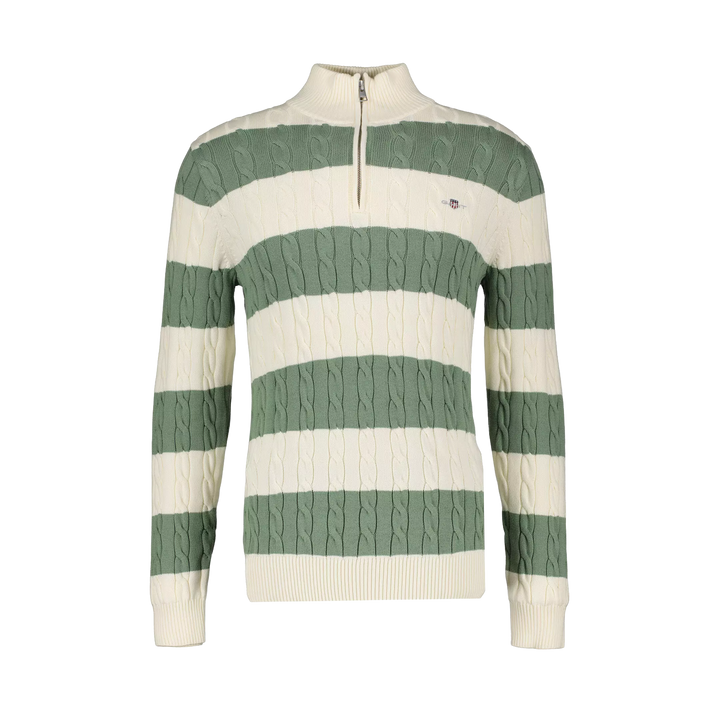 Striped Cotton Cable Half Zip