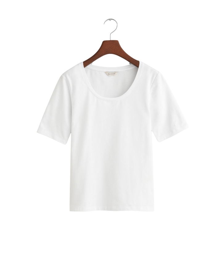 Slim cot/ela ss scoop neck top