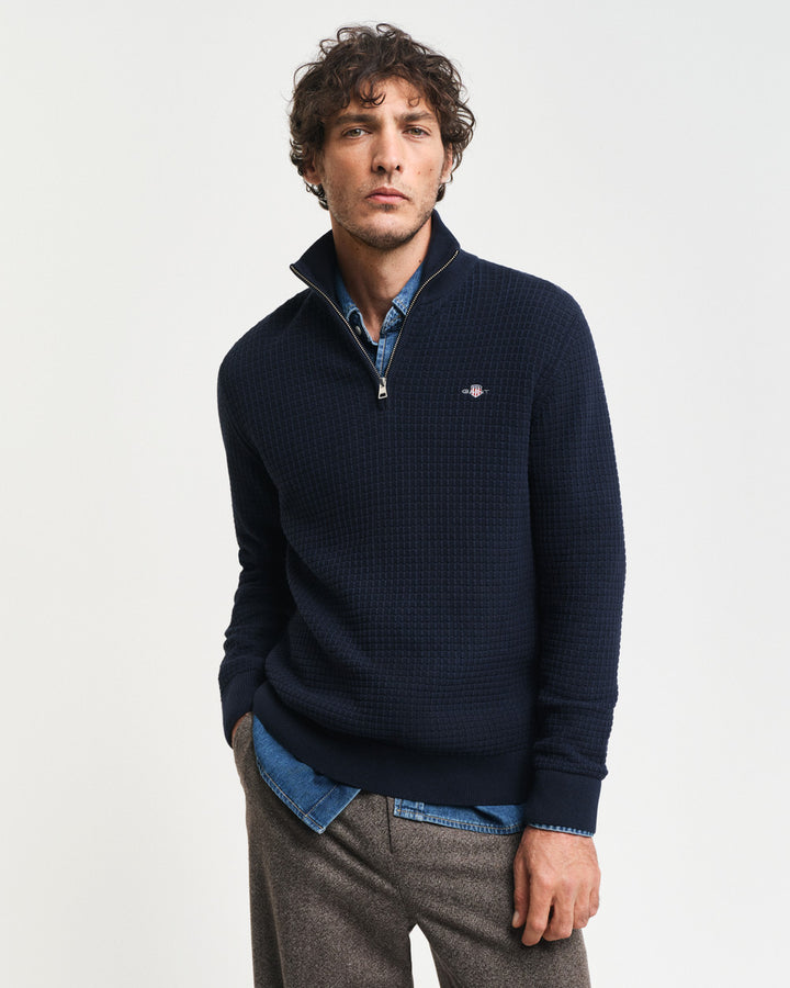 Cotton textured half zip