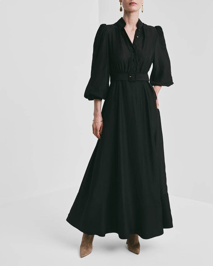 Striped Organza Belt Dress