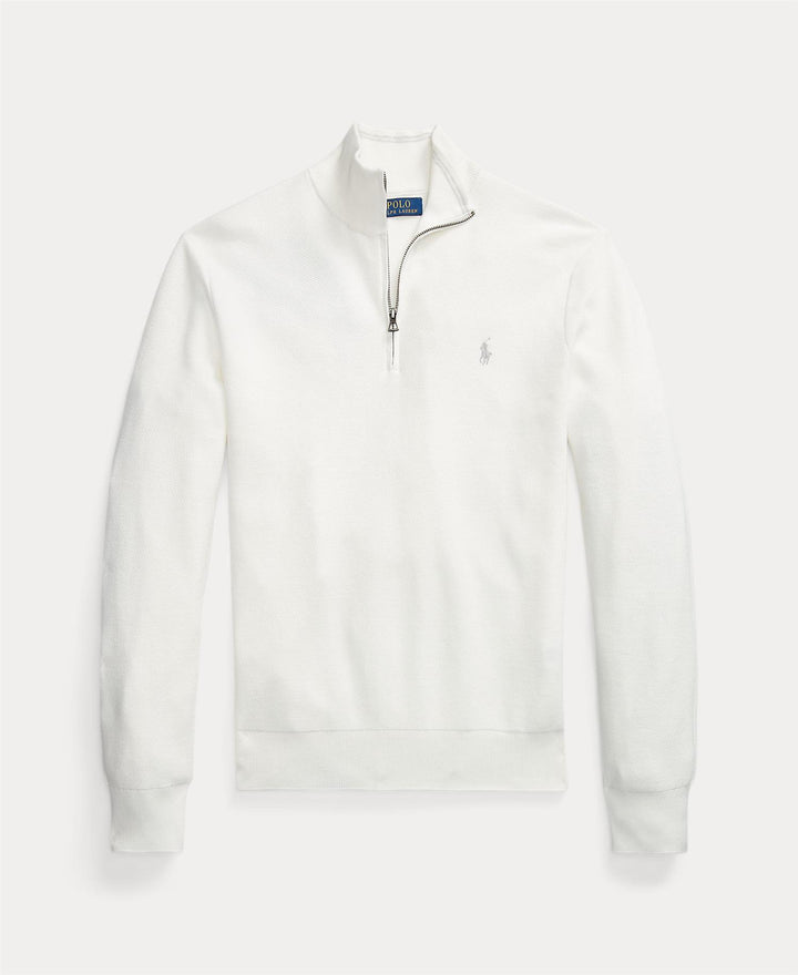 Mesh-Knit Cotton Quarter-Zip Sweater