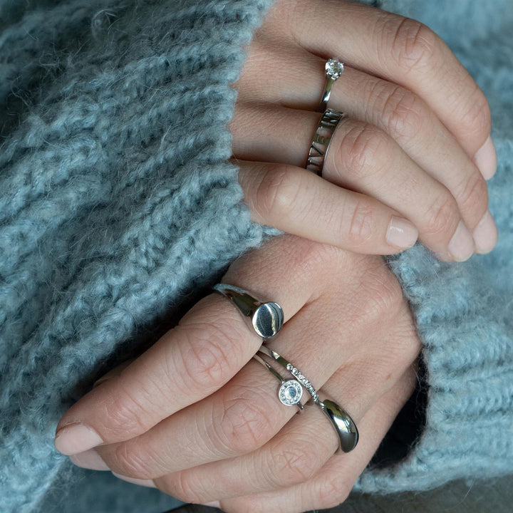 Ring steel thin w/crystals