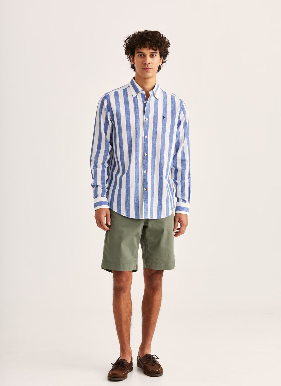 Douglas Linen Mix Stripe Shirt-Classic Fit
