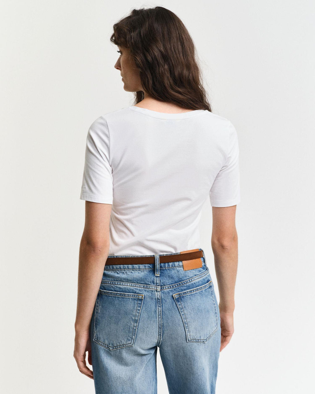 Slim cot/ela ss scoop neck top