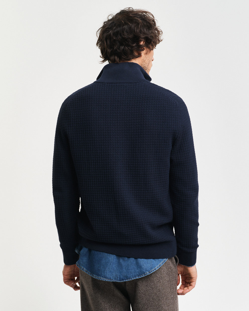 Cotton textured half zip