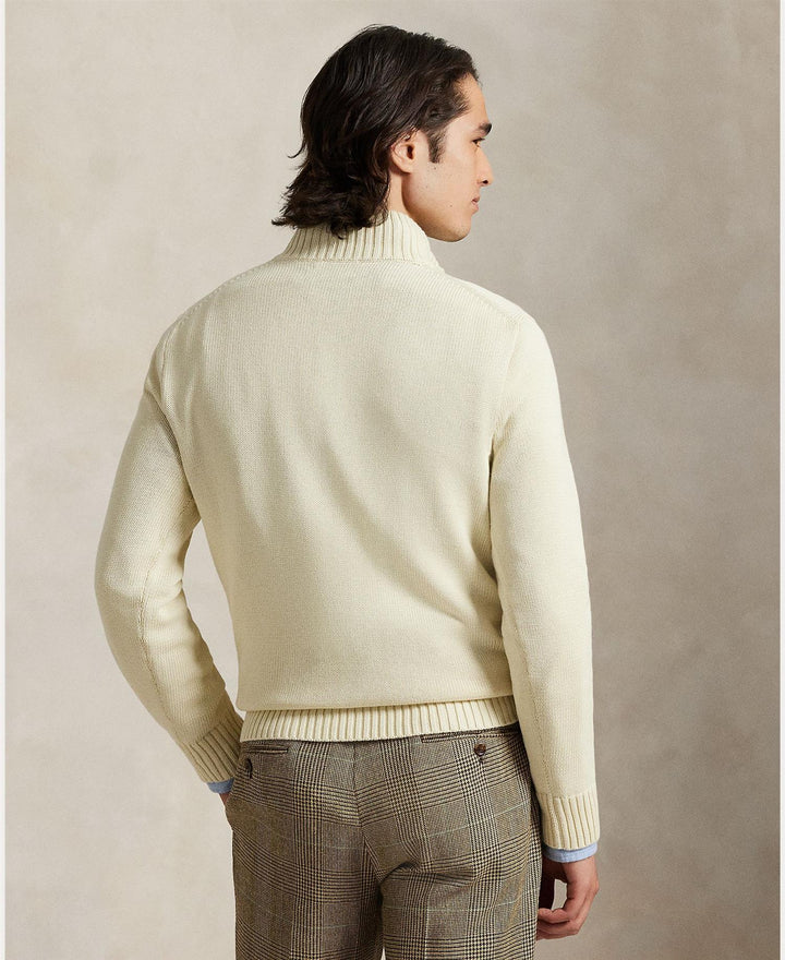 Cotton Quarter-Zip Mockneck Sweater