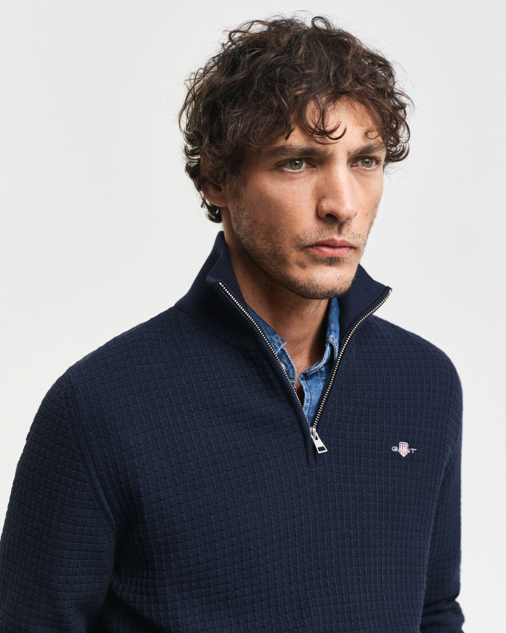 Cotton textured half zip