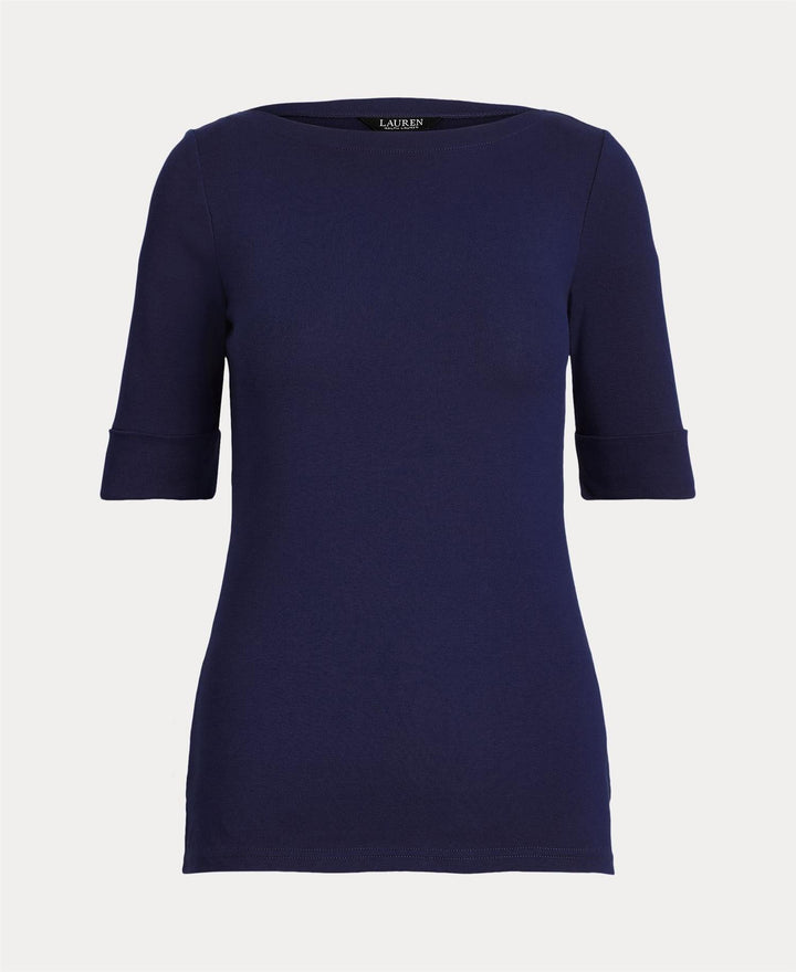 Stretch Cotton Boatneck Tee