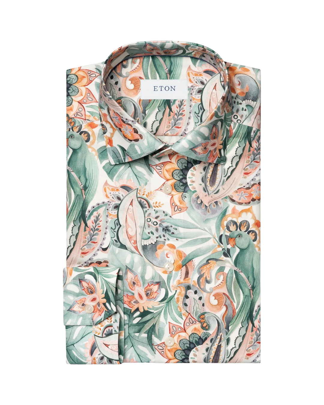 Multi Parrot Motif Signuature Twill Contemporary Shirt