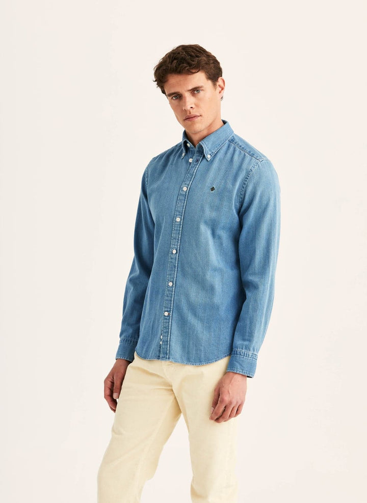 Indigo Herringbone shirt slim fit