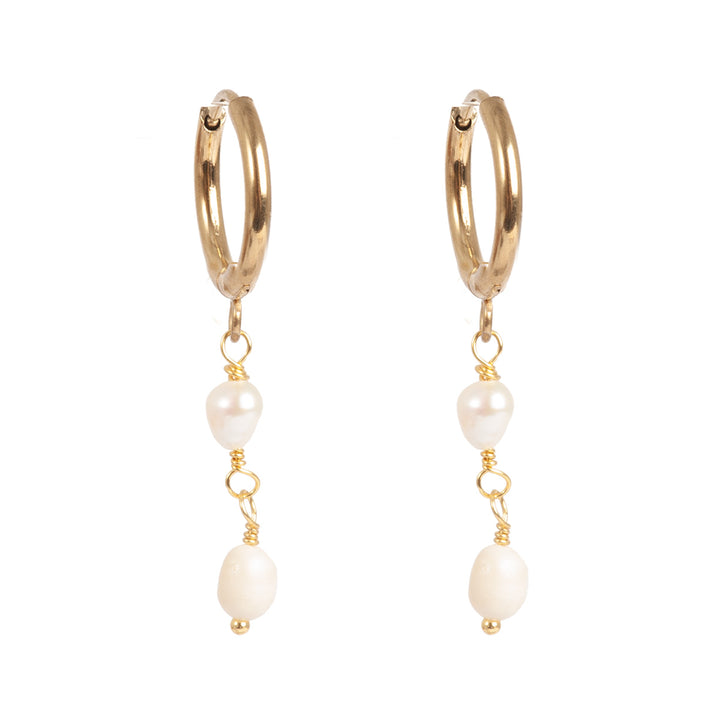 Long freshwater pearl earrings