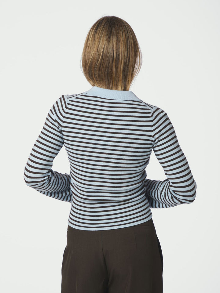 Fannya Long Sleeve Striped Knit Polo