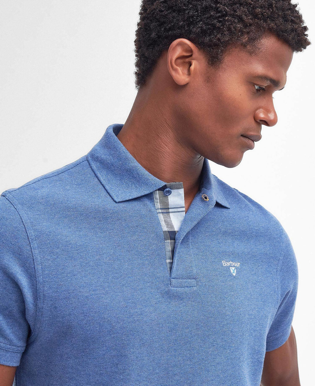 tartan pique polo shirt