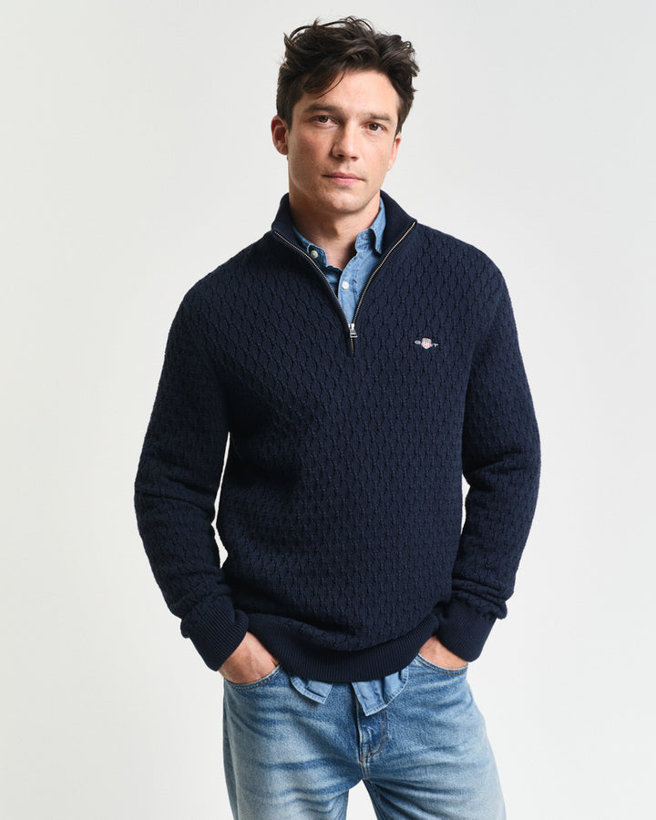Textured Cotton Half Zip