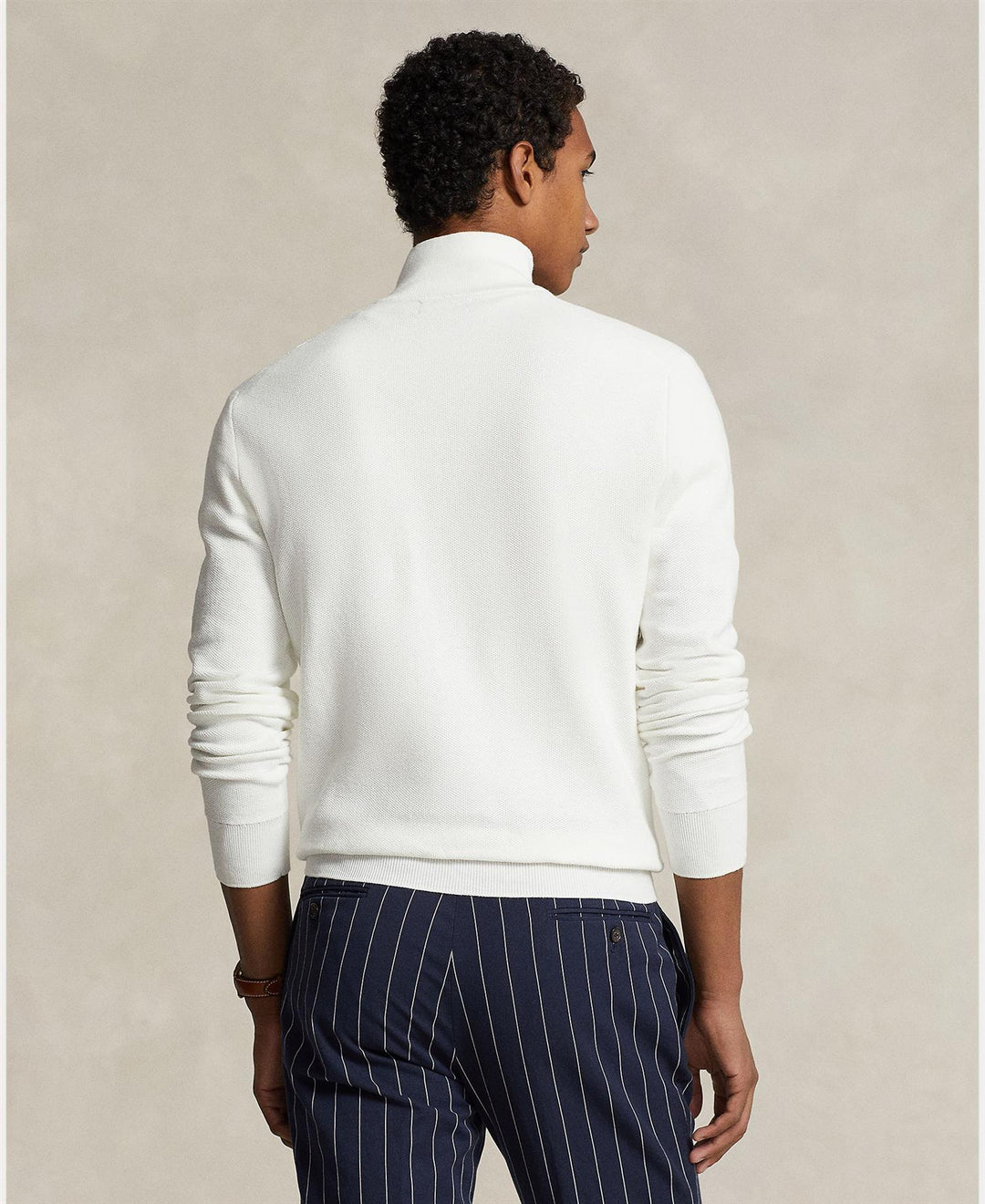 Mesh-Knit Cotton Quarter-Zip Sweater