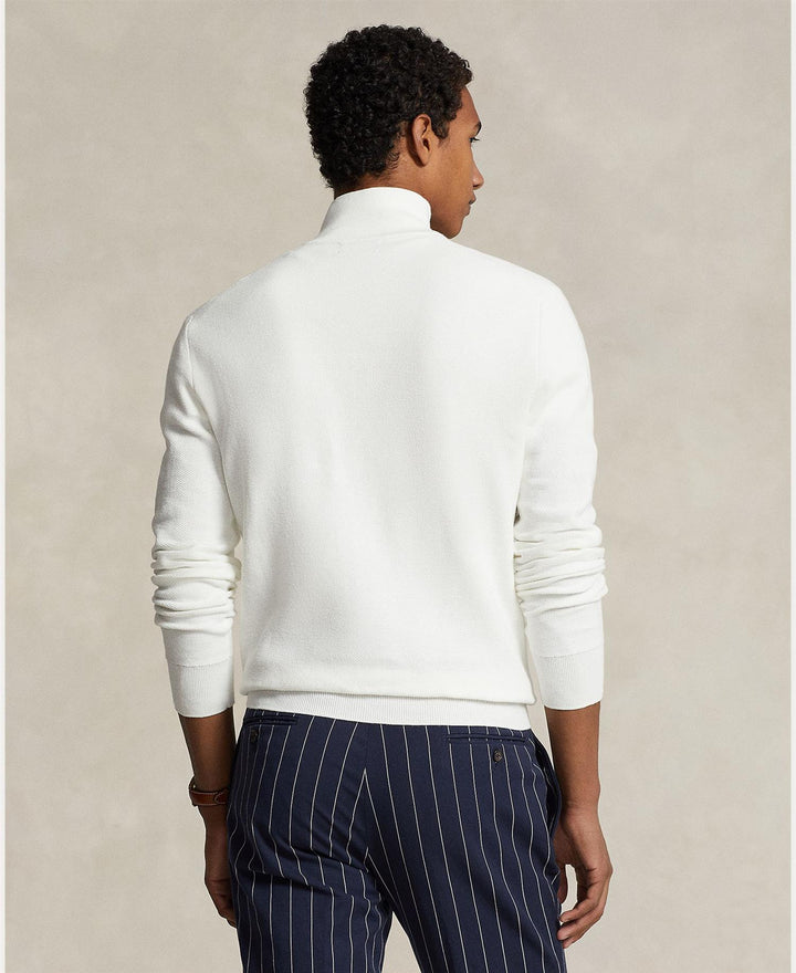 Mesh-Knit Cotton Quarter-Zip Sweater