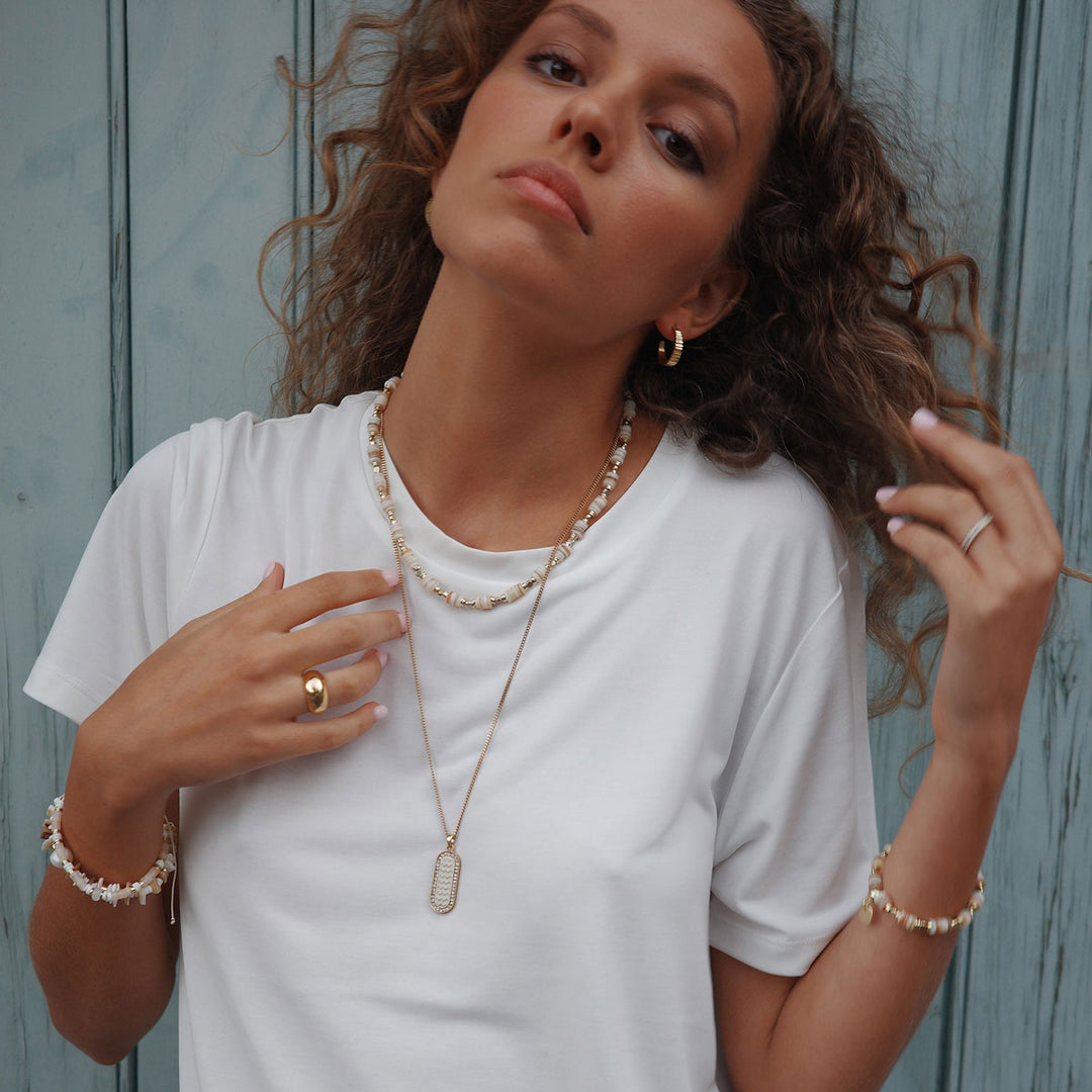 Necklace 45cm beige shell