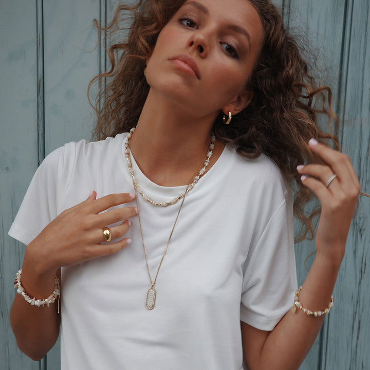 Necklace 45cm beige shell