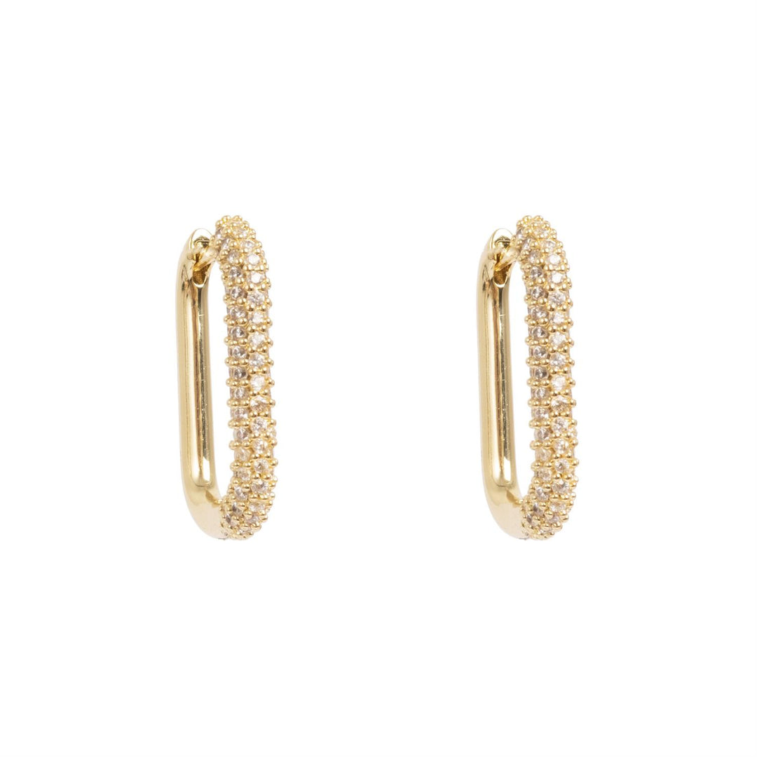 Earring brass oval hoop w/crystal