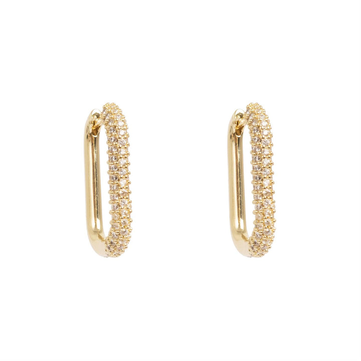 Earring brass oval hoop w/crystal