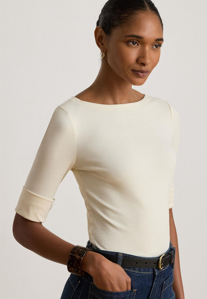Stretch Cotton Boatneck Tee