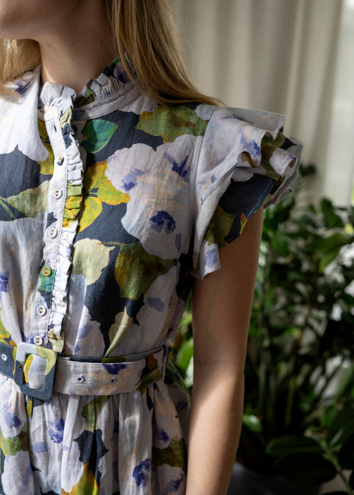 Linen Ruffle Dress