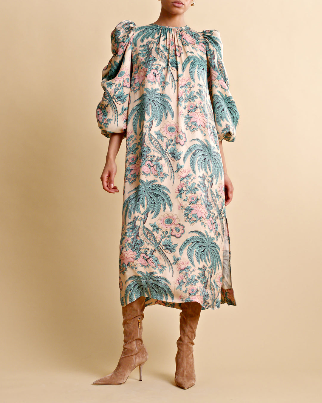 Crepe satin relaxed dress