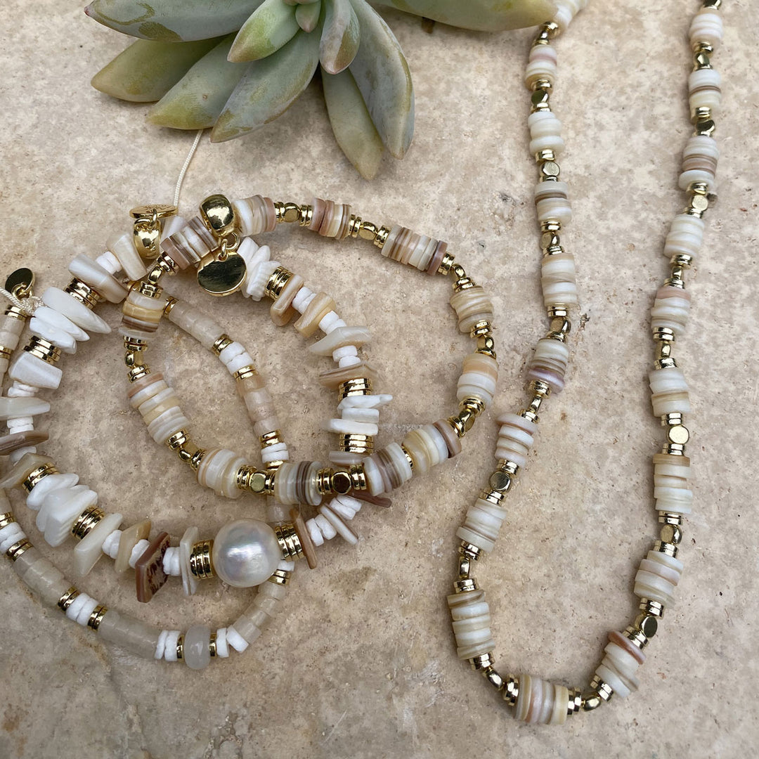 Necklace 45cm beige shell