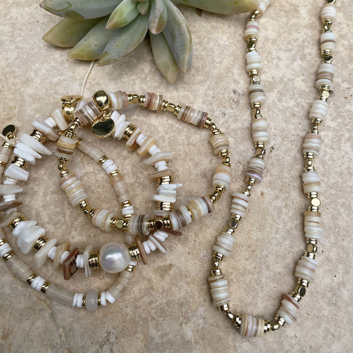 Necklace 45cm beige shell