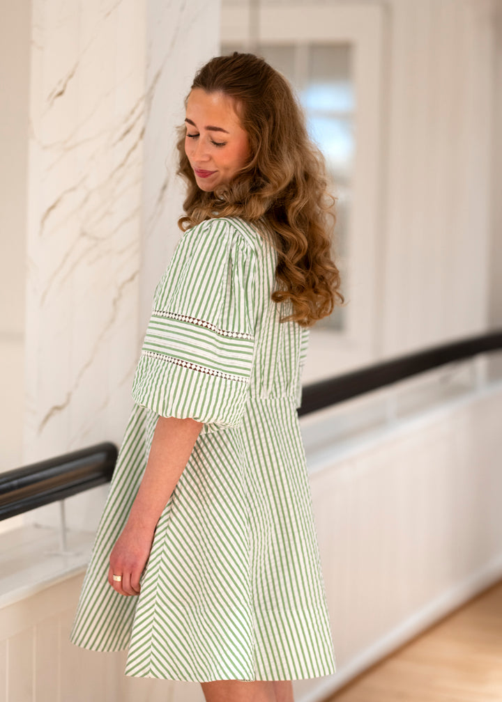 Seersucker Decorated Dress