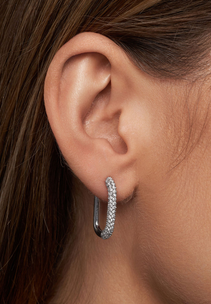 Earring brass oval hoop w/crystal