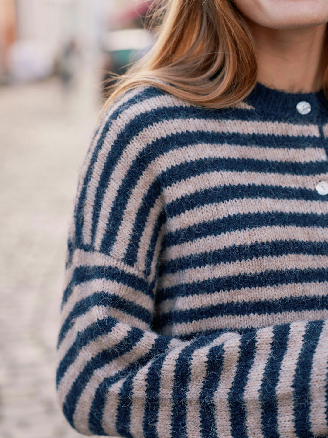 Isana Stripe Fluffy Knit Cardigan