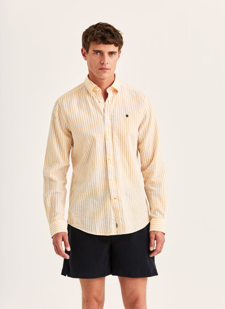 Douglas Linen Stripe Shirt-Classic Fit
