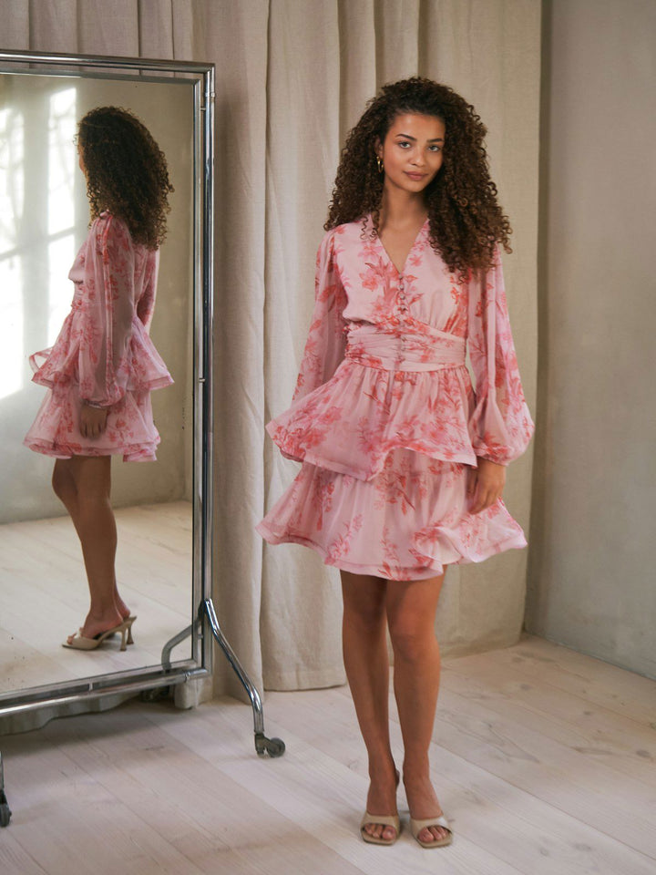 Rivana Print Chiffon Dress