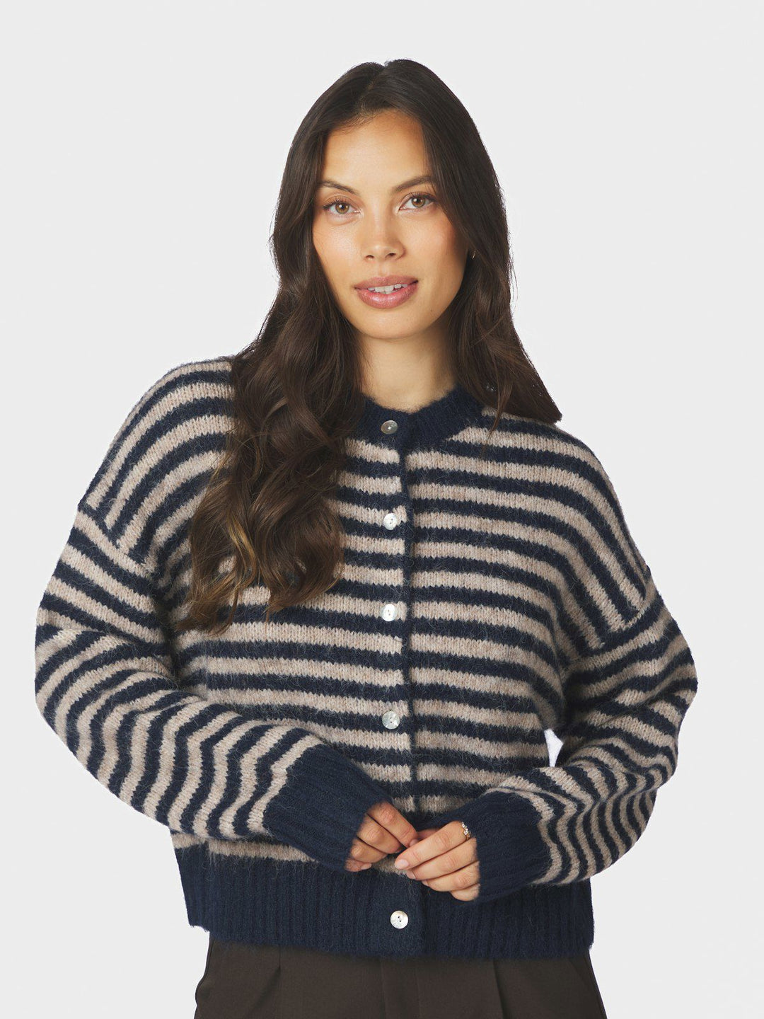 Isana Stripe Fluffy Knit Cardigan