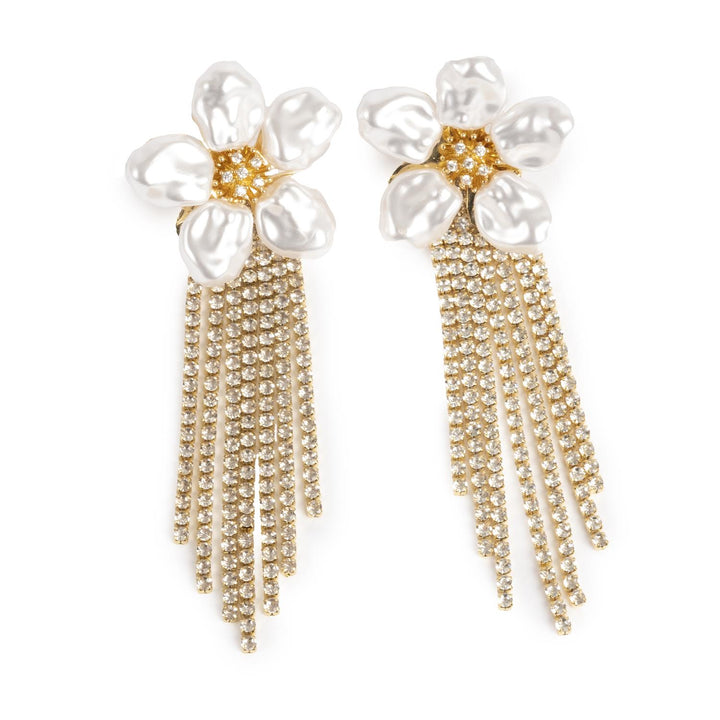 Earring big flower w/rhinestone