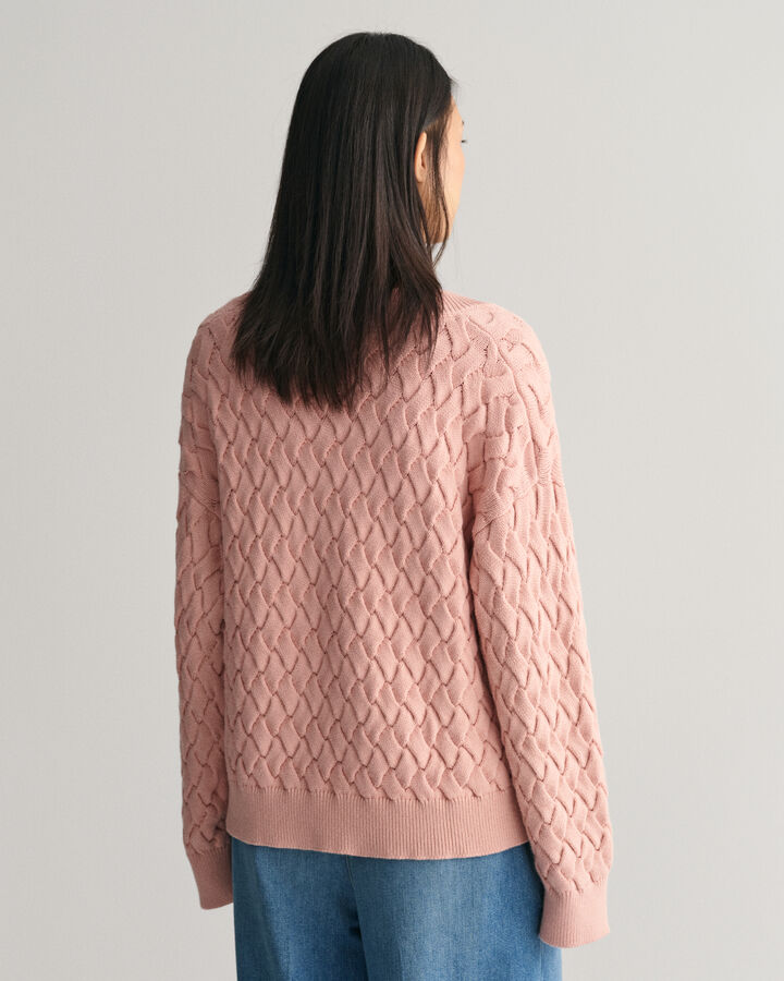 Textured Cotton V-neck Sweater