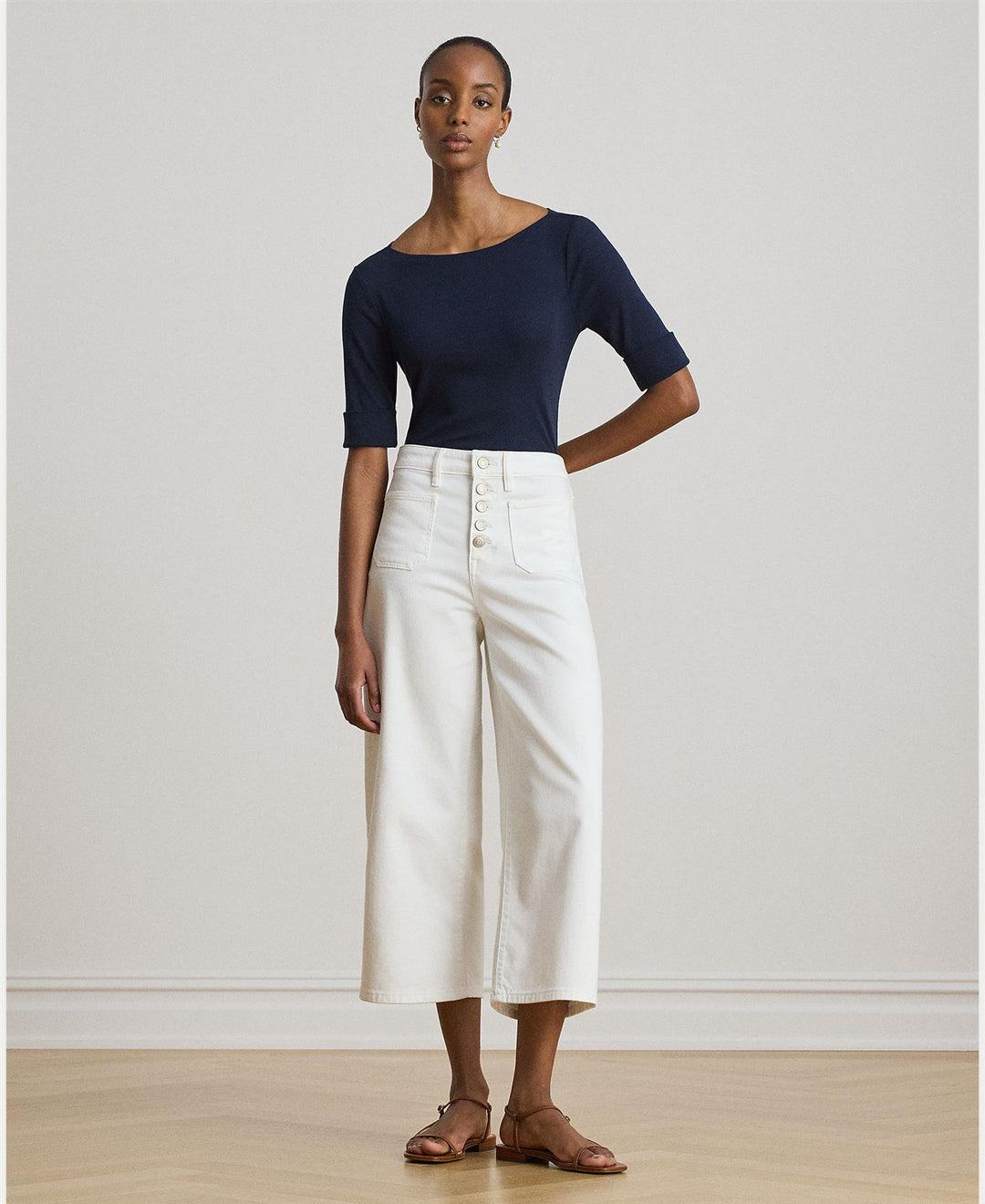 Stretch Cotton Boatneck Tee
