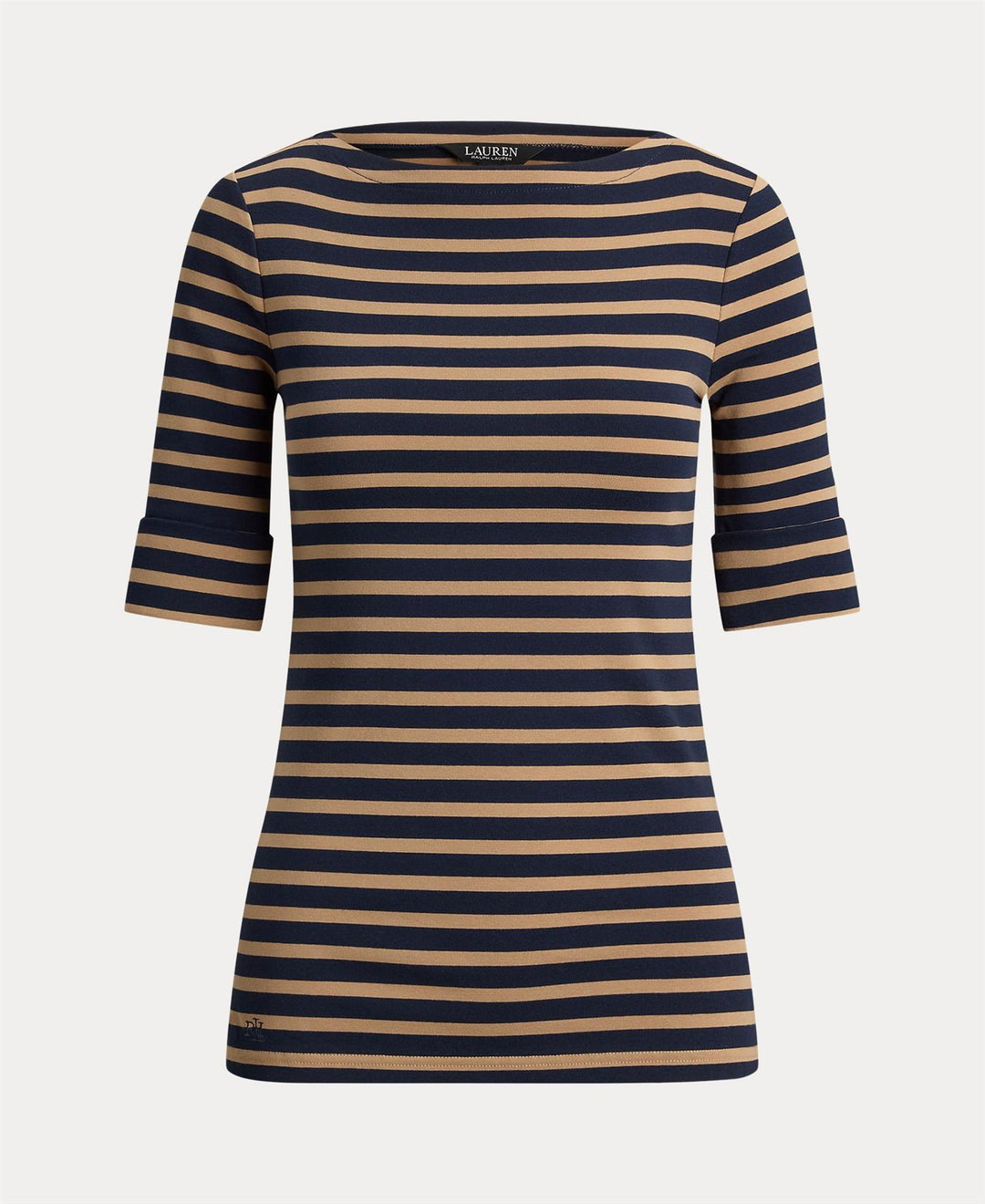 Striped Stretch Cotton Boatneck Tee